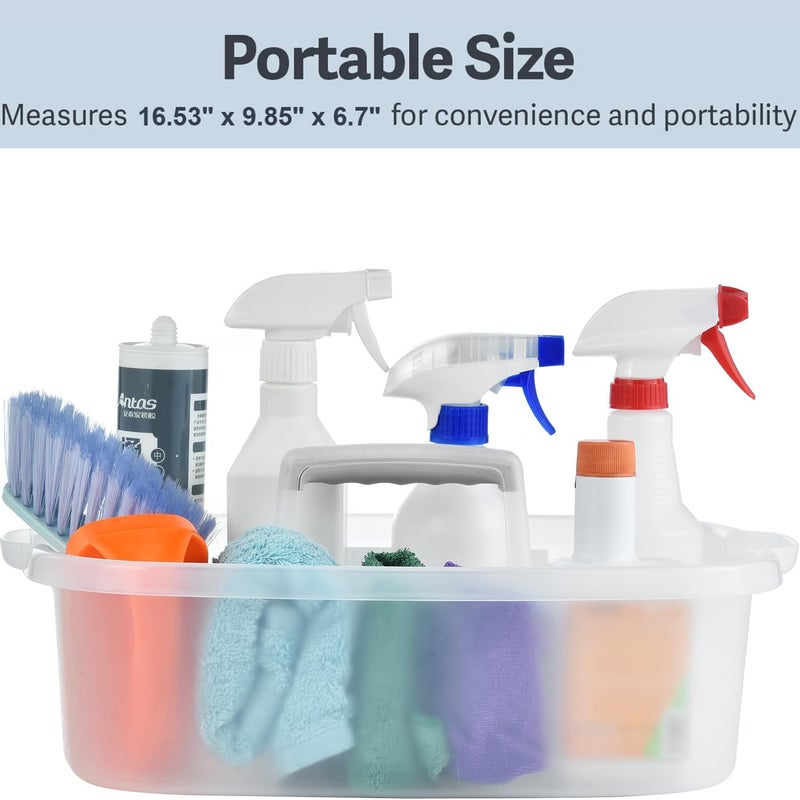 Haundry Large Cleaning Caddy with Handle, Cleaning Tool Storage Basket Organizer, Sturdy Pail Bucket Organizer, Household Bucket for Cleaning Supplies - Clear - Image 3
